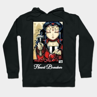 Queen of Hearts - Heart Breaker - Quote - White Outlined Version Hoodie